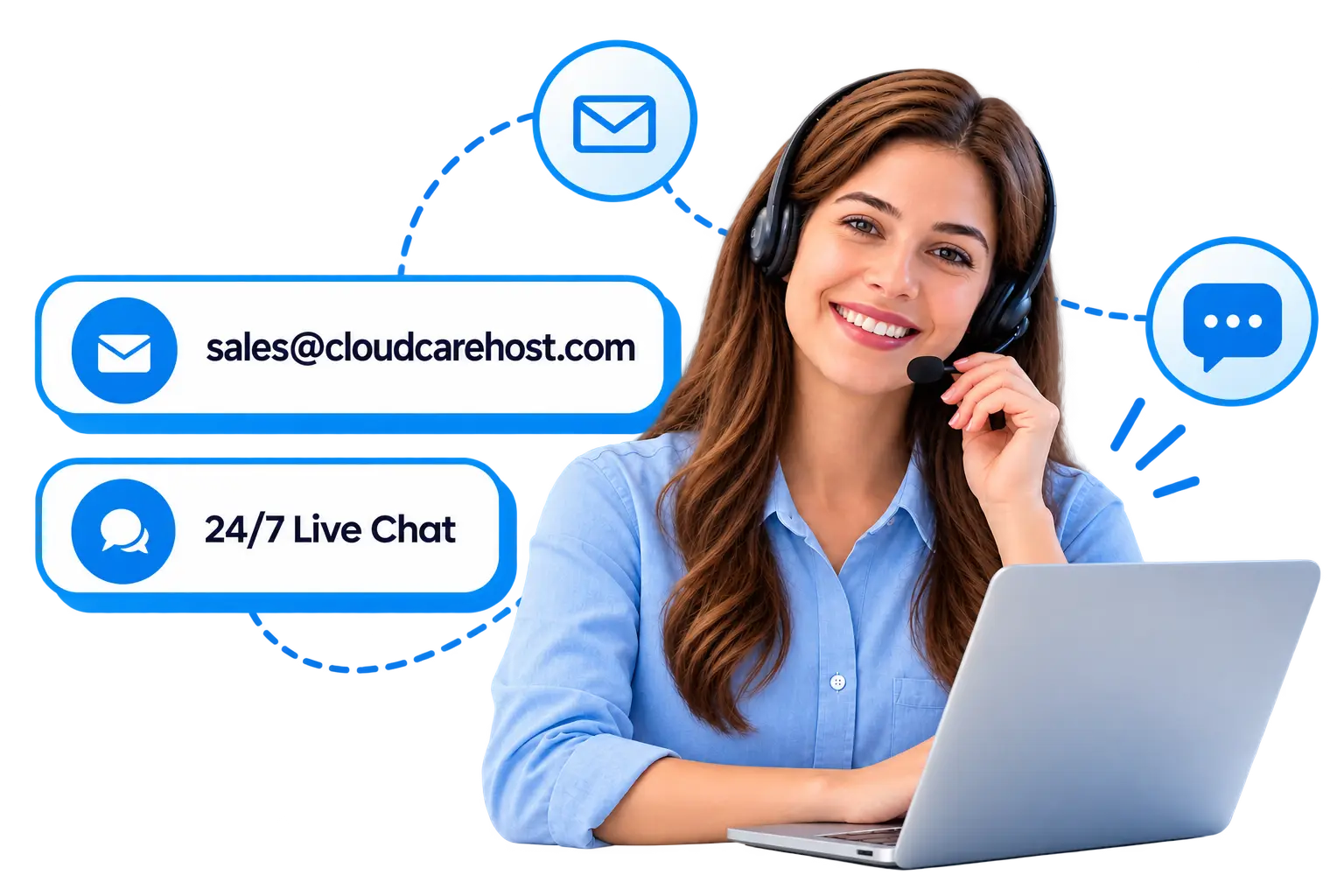 Friendly 24/7 Customer Support Graphic