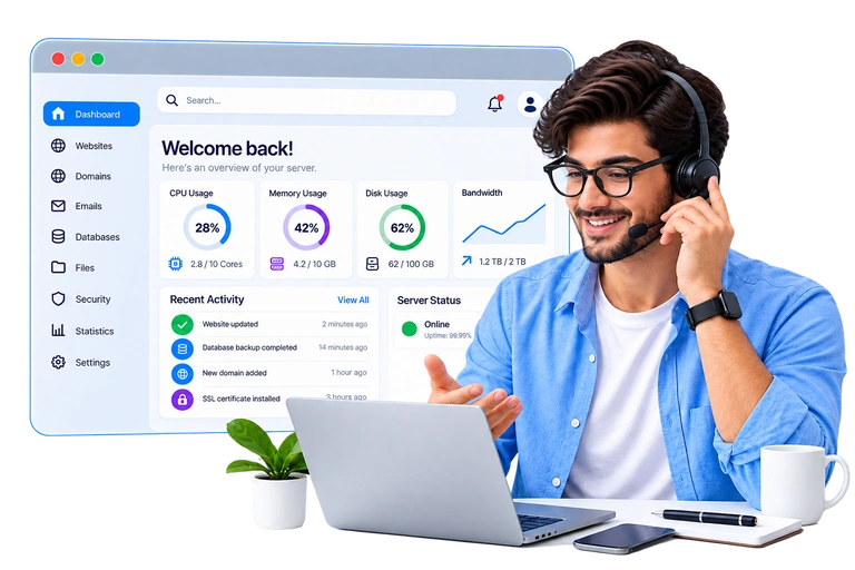 Hosting specialist helping with a website migration